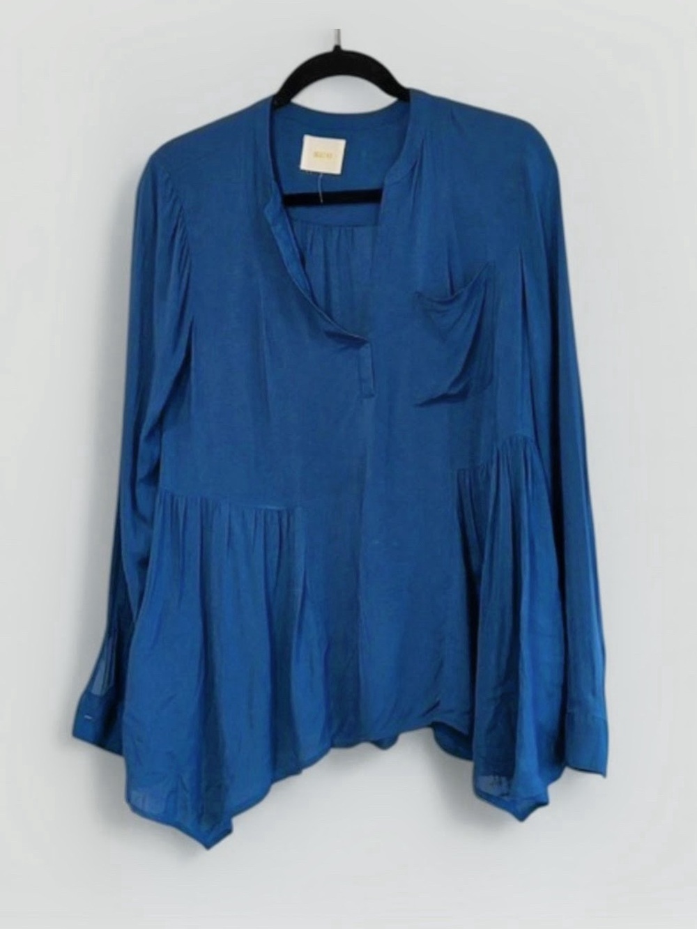 Anthropologie Maeve Navy Blue Asymmetrical Tunic Blouse Shirt Size 4